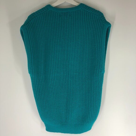Vintage Teal Chunky Preppy Sweater Vest - Picture 3 of 5